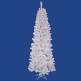 6.5 foot White Salem Pencil Pine Tree: Multi-Colored LEDs
