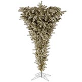 7.5 foot Champagne Upside Down Tree on Stand: Unlit