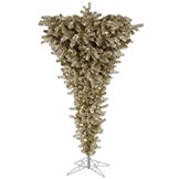 7.5 foot Champagne Upside Down Tree on Stand: Lights