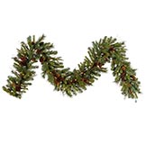 9 foot PE/PVC Cibola Mixed Berry Garland: Clear LEDs