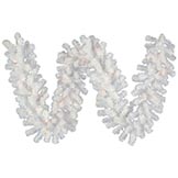 9 foot x 12 inch Crystal White Garland: Clear LEDs