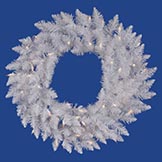 48 inch White Spruce Wreath: Pure White LEDs