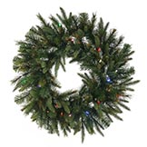 48 inch PE/PVC Cashmere Pine Wreath: Multi-Colored LEDs