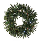 30 inch PE/PVC Cashmere Pine Wreath: Multi-Colored LEDs