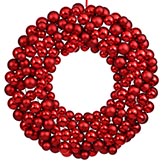 24 inch Red Colored Ball Wreath