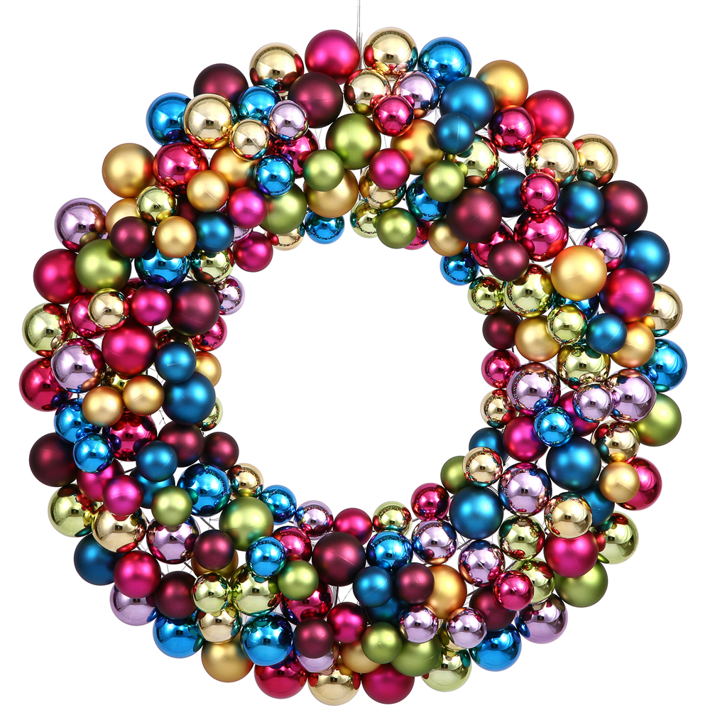 36 inch Multi Colored Ball Wreath | N114600