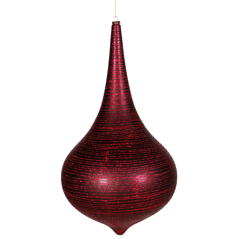 24 inch Burgundy Matte-Glitter Onion Drop Ornament | M115105