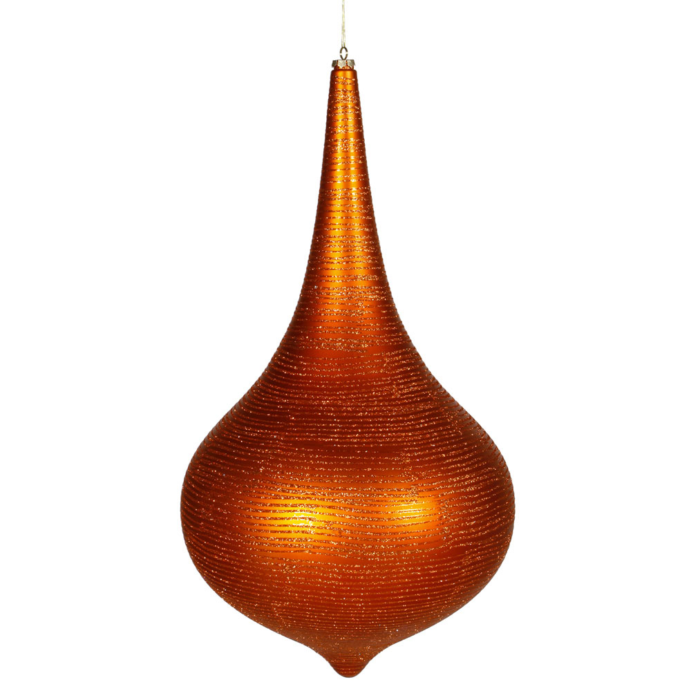 24 Inch Burnish Orange Matte-glitter Onion Drop Ornament 