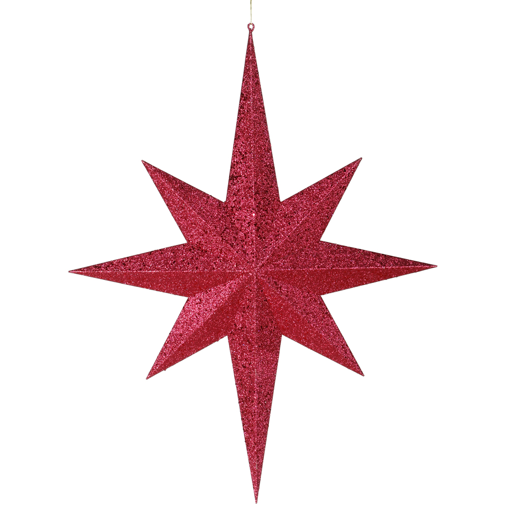 31.5 inch Red Glitter 8 Point Star Ornament | M116703