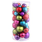 Shiny and Matte Ball Ornament Set (Box of 50 Balls): Multicolor