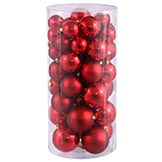 Shiny and Matte Ball Ornament Set (Box of 50 Balls): Red