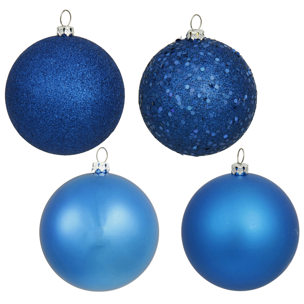 4 inch Blue Assorted Ball Ornaments (Box of 12 Balls) | N591002A