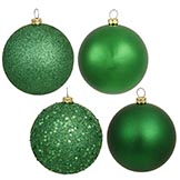 4 inch Green Assorted Ball Ornaments (Box of 12 Balls)