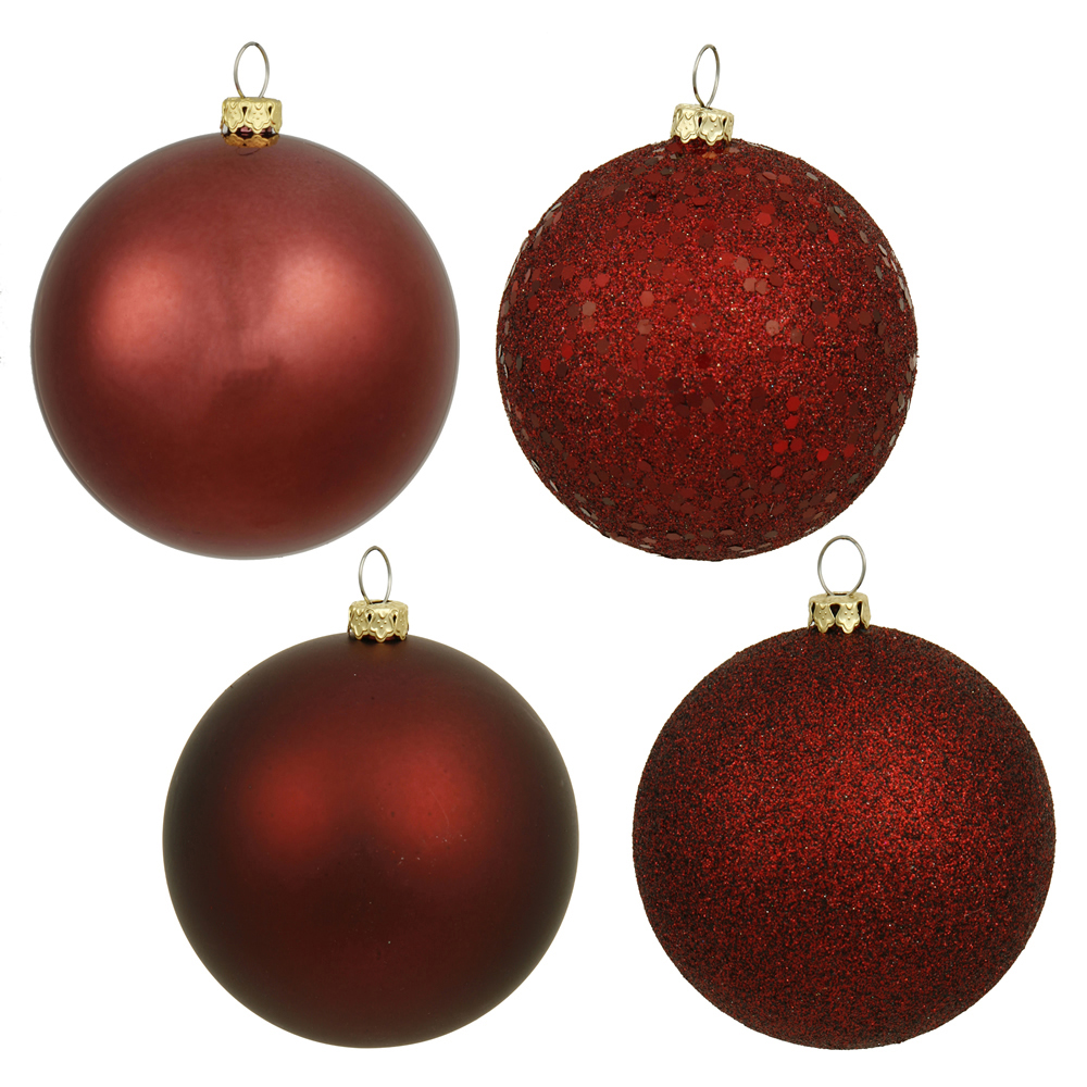 4 inch Burgundy Assorted Ball Ornaments (Box of 12 Balls) | N591005A