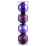 4 inch plum Assorted Ball Ornaments (Box of 12 Balls)