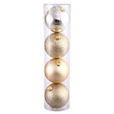 4 inch champagne Assorted Ball Ornaments (Box of 12 Balls)