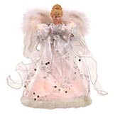 12 inch White & Silver Angel Christmas Tree Topper: Clear Lights