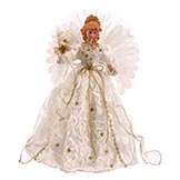 18 inch White and Gold Angel Christmas Tree Topper: Fiber Optic