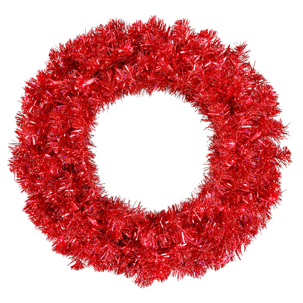 24 inch Red Wreath with Red Lights | B881525