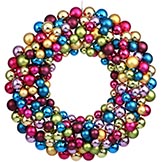 24 inch Multi Colored Ornament Ball Wreath