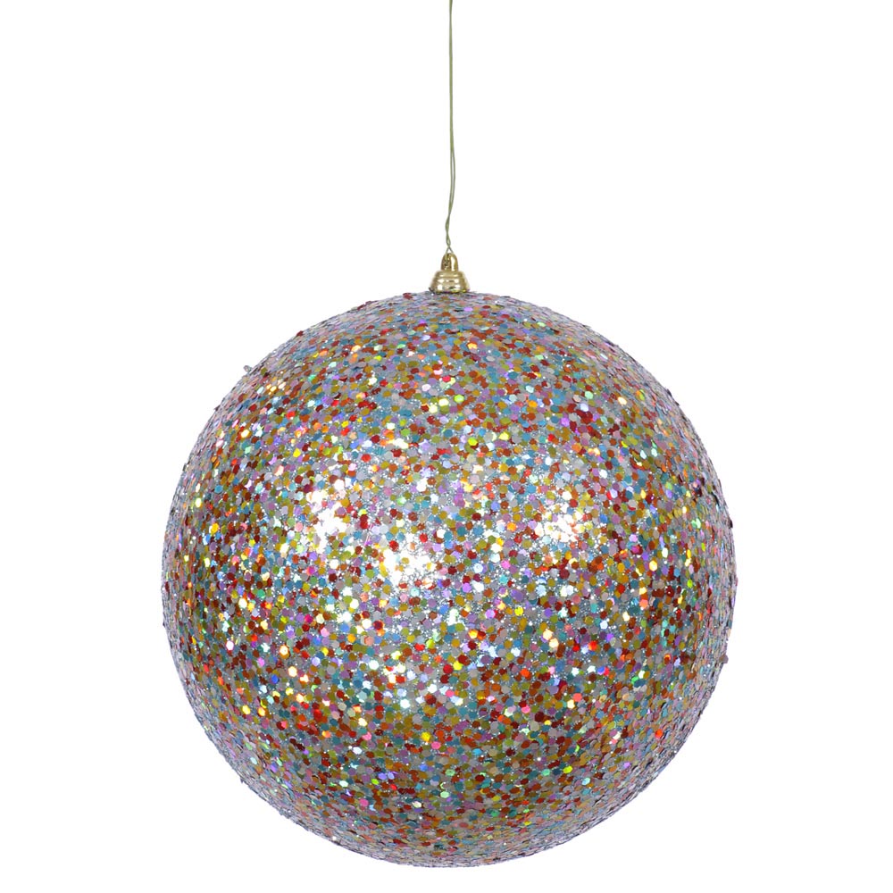 8 inch Artificial Sequin-Glitter Christmas Ball: Silver | J130812 ...