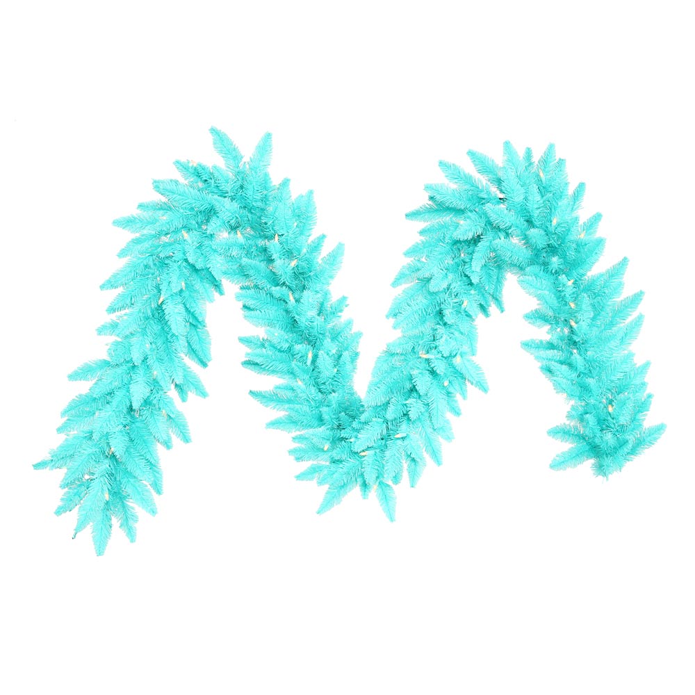 9 foot Artificial Christmas Blue Garland: Blue Pre-Lit Lights | K121015