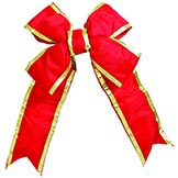 23H x 18W inch Artificial Red-Gold Nylon Outdoor Christmas Bow