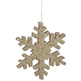 12 inch Artificial Outdoor Glitter Snowflake: Champagne