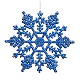 4 inch Artificial Glitter Snowflake Ornament (set of 24): Blue