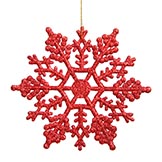 4 inch Artificial Glitter Snowflake Ornament (set of 24): Red