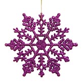 4 inch Artificial Glitter Snowflake Ornament (set of 24): Purple
