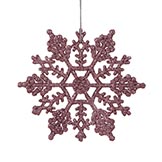 4 inch Artificial Glitter Snowflake Ornament (set of 24): Pink