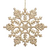 4 inch Artificial Glitter Snowflake Ornament (set of 24): Champagne