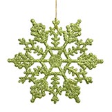 4 inch Artificial Glitter Snowflake Ornament (set of 24): Green
