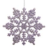 4 inch Artificial Glitter Snowflake Ornament (set of 24): Purple