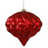 5.7 inch Matte-Glitter Christmas Diamond Ornament: Red