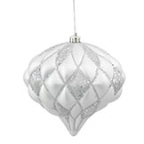 5.7 inch Matte-Glitter Christmas Diamond Ornament: Silver