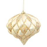 5.7 inch Matte-Glitter Christmas Diamond Ornament: Champagne