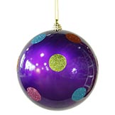 8 inch Polka Dot Christmas Ball Ornament: Purple