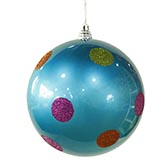 8 inch Polka Dot Christmas Ball Ornament: Turquoise