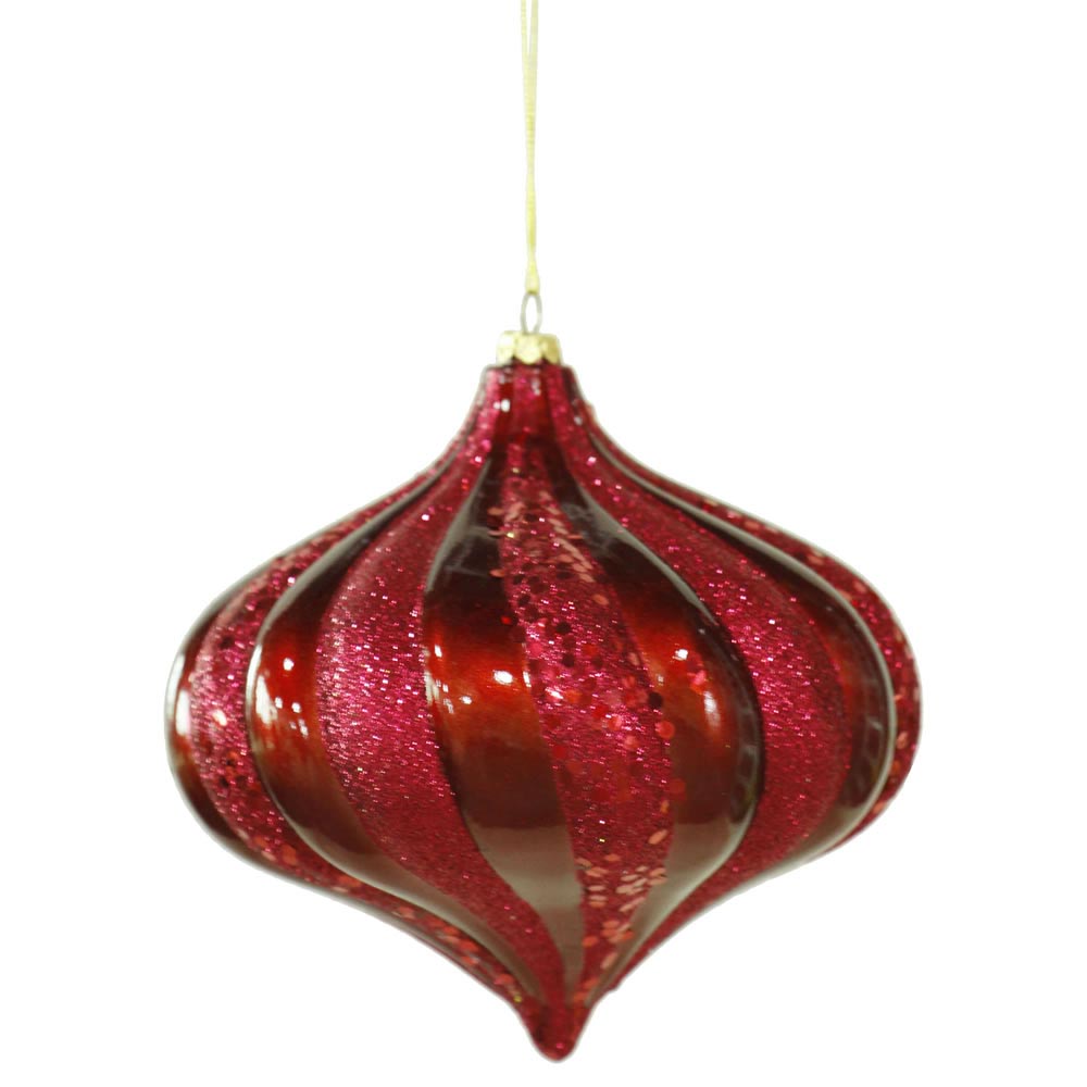 6 inch Swirl Glitter Christmas Onion Ornament (set of 6 