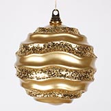 8 inch Christmas Candy Glitter Wave Ball Ornament: Gold