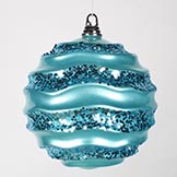 8 inch Christmas Candy Glitter Wave Ball Ornament: Turquoise