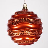 8 inch Christmas Candy Glitter Wave Ball Ornament: Orange