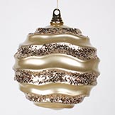 8 inch Christmas Candy Glitter Wave Ball Ornament: Champagne