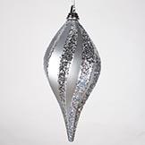 12 inch Christmas Candy Glitter Swirl Drop Ornament: Silver