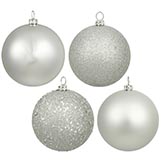 2.75 inch Matte, Shiny, Sequin & Glitter Ornament (set of 20): Silver