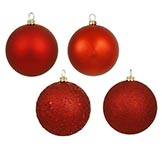 3 inch Matte, Shiny, Sequin & Glitter Finished Ornament (set of 16): Red