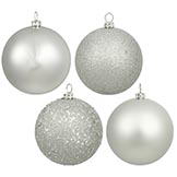 3 inch Matte, Shiny, Sequin & Glitter Ornament (set of 16): Silver