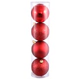 4.75 inch 4 Finish Ornament Assortment Set (Set of 4): Red